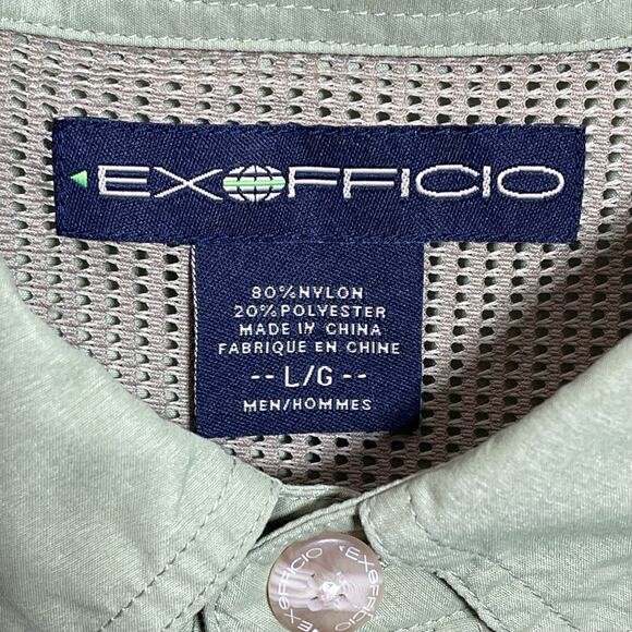 Exofficio Fishing Outdoor Long Sleeve Shirt Vented Chest Pockets Men's Large - Picture 9 of 9